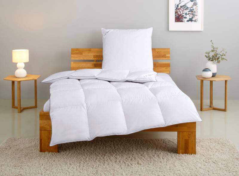 Home affaire Daunenbettdecke + Kopfkissen "TAMINS, Bettdecke 135x200 cm und 155x220 cm, 2-tlg." Set mit Kissen 40x80 cm, 80x80 cm, Sommer, Winter, Made in Germany von home affaire