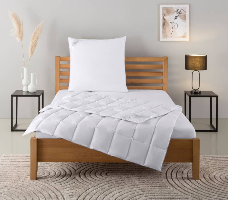 Home affaire Daunenbettdecke + Kopfkissen "TAMINS, Bettdecke 135x200 cm und 155x220 cm, 2-tlg." Set mit Kissen 40x80 cm, 80x80 cm, Sommer, Winter, Made in Germany von home affaire