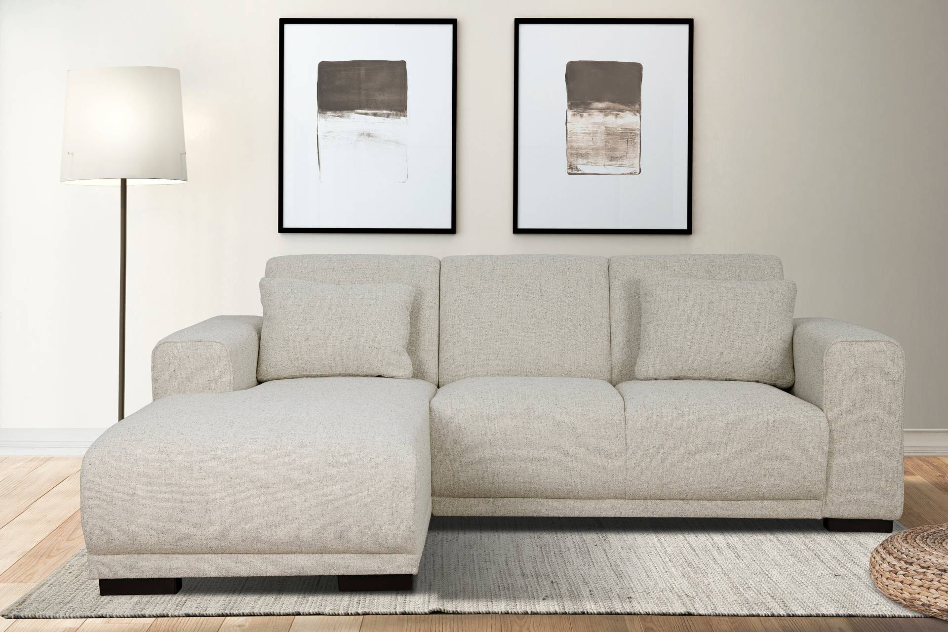 Home affaire Ecksofa "BORNHOLM L-Form mit Recamiere, Maße B/T/H: 234/162/85 cm" Recamiere links oder rechts bestellbar, Wellenfederung, inkl. 2 Kissen von home affaire