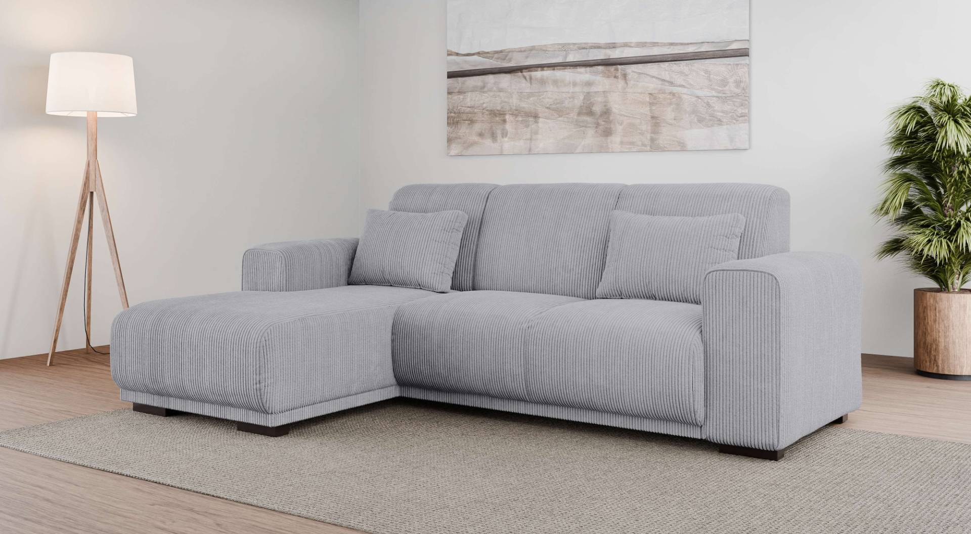 Home affaire Ecksofa "BORNHOLM L-Form mit Recamiere, Maße B/T/H: 234/162/85 cm" Recamiere links oder rechts bestellbar, Wellenfederung, inkl. 2 Kissen von home affaire