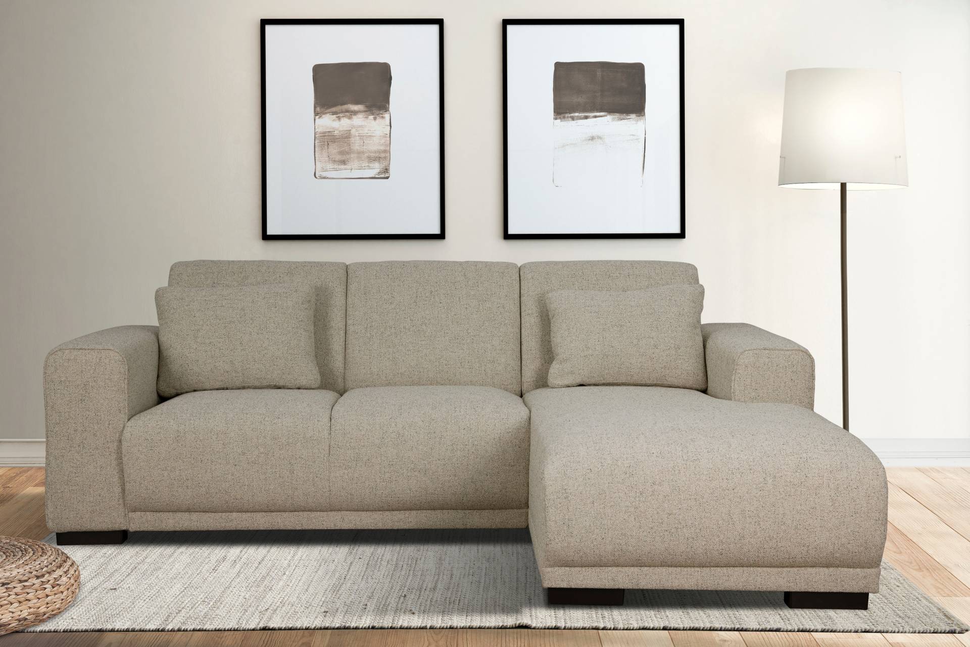 Home affaire Ecksofa "BORNHOLM L-Form mit Recamiere, Maße B/T/H: 234/162/85 cm" Recamiere links oder rechts bestellbar, Wellenfederung, inkl. 2 Kissen von home affaire