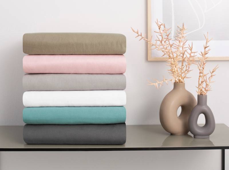 Home affaire Spannbettlaken "Cremona, in den Premium Qualitäten (Jersey: 145g/m², Biber: 155g/m²)" Premium Qualität, Größe ab 90x200 cm von home affaire