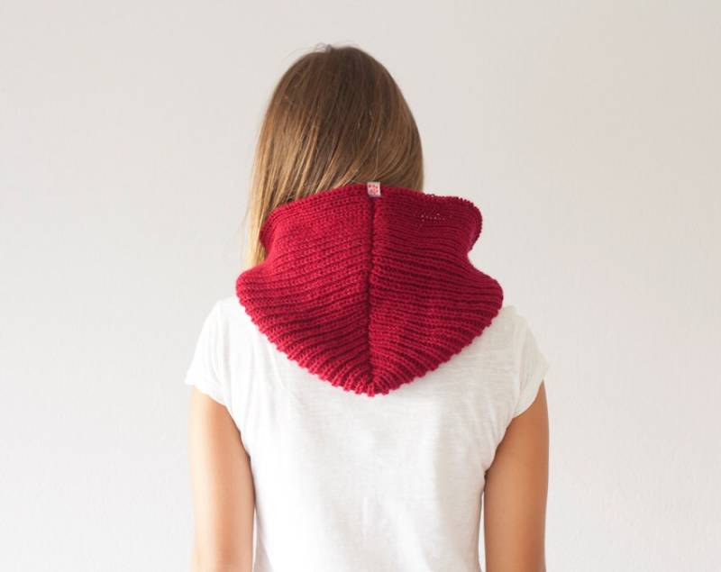 Umsatz Strick Kapuze Loop in Rot Halswärmer Schal Kragen Mit von homelab