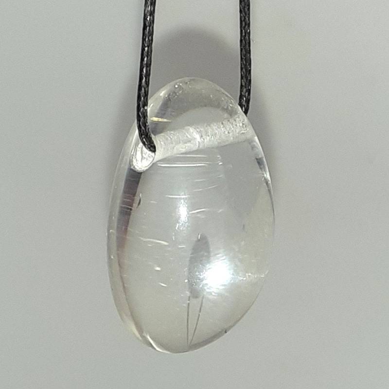 Echter Bergkristall Anhänger - Edelstein Kristall Kettenanhänger Trommelstein Gebohrt Schmuck-Anhänger von hometrendsandmore