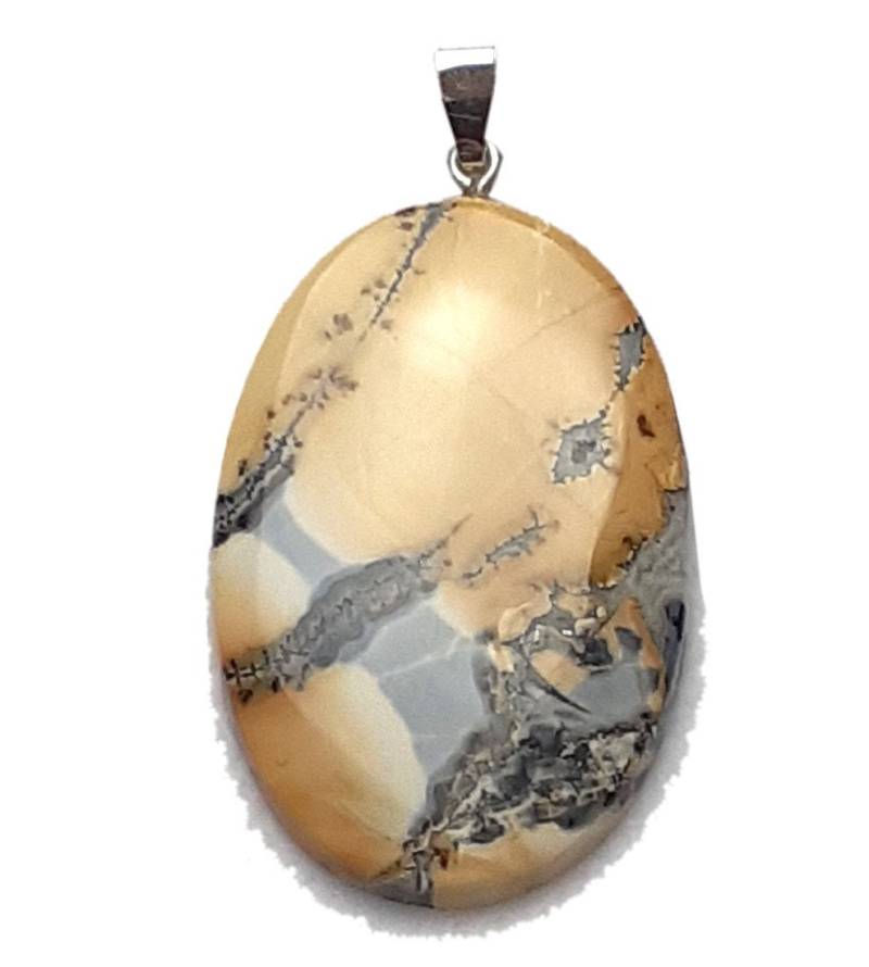 Echter Jaspis - Maligano Ketten Anhänger Mit Silber-Schlaufe, Schöner Farblich Dezenter Anhänger, Dekorativer Halsketten Schmuckanhänger von hometrendsandmore