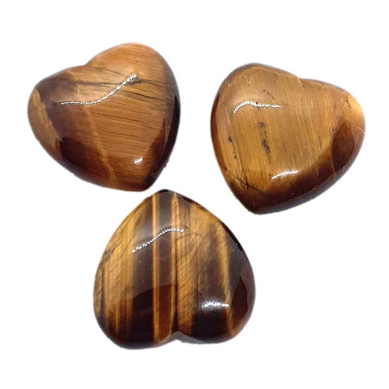Tigerauge Herzen Set, 3 Kleine Edelstein Im Handschmeichler in Herzform, Glücksbringer, Geschenk Und Dekoration von hometrendsandmore