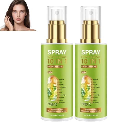10-in-1-Glätte- und Glanzspray für krauses, trockenes Haar, Leave-In-Conditioner-Spray für Weichheit und Kämmbarkeit, Hitzeschutz, Anti-Frizz, Entwirrer, fördert das Wachstum, stärkt das Haar (2pcs) 10-in-1-Glätte- und Glanzspray für krauses, trockenes Haar, Leave-In-Conditioner-Spray für Weichheit und Kämmbarkeit, Hitzeschutz, Anti-Frizz, Entwirrer, fördert das Wachstum, stärkt das Haar (2pcs) von homomdy
