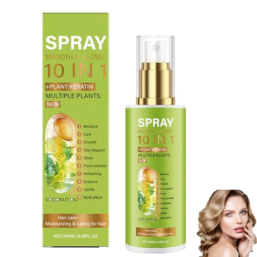 10-in-1-Glätte- und Glanzspray für krauses, trockenes Haar, Leave-in-Conditioner-Spray, reduziert Haarausfall, sorgt für geschmeidiges und glänzendes Haar nach der Anwendung, Volumen (1pcs) von homomdy