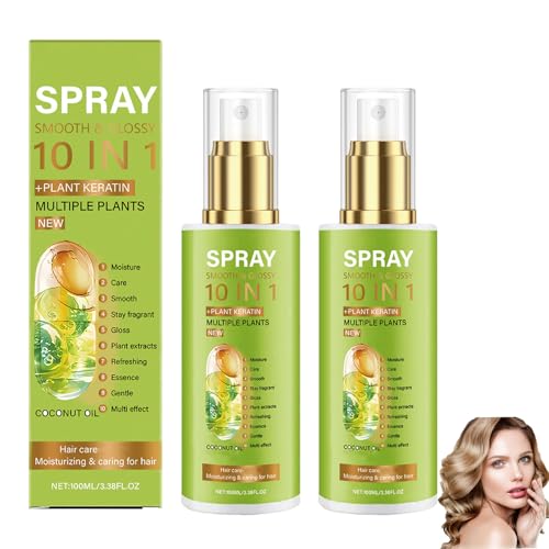 10-in-1-Glätte- und Glanzspray für krauses, trockenes Haar, Leave-in-Conditioner-Spray, reduziert Haarausfall, sorgt für geschmeidiges und glänzendes Haar nach der Anwendung, Volumen (2pcs) von homomdy