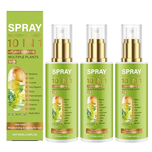 10-in-1-Glätte- und Glanzspray für krauses, trockenes Haar, Leave-in-Conditioner-Spray, reduziert Haarausfall, sorgt für geschmeidiges und glänzendes Haar nach der Anwendung, Volumen (3pcs) von homomdy