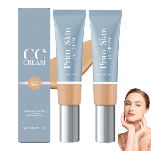 CC-Creme für ältere Frauen, farbkorrigierender und aufhellender Gesichts-Concealer, matte, voll deckende Foundation, langanhaltend feuchtigkeitsspendend und ebenmäßiger Hautton (dark 2pcs) von homomdy