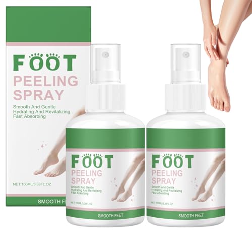 Fußpeeling-Spray, sofortiges Fußpeeling-Spray zum Peeling der Füße, Peeling und Feuchtigkeitspflege für glatte, weichere Füße für Frauen und Männer,nährend und weichmachend,verbessert raue Haut (2pcs) von homomdy