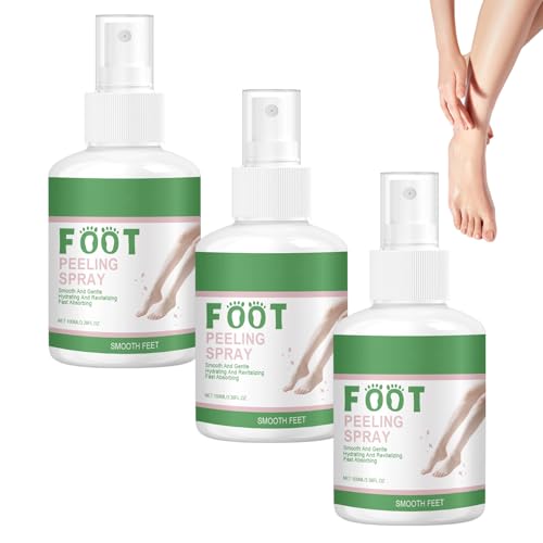 Fußpeeling-Spray, sofortiges Fußpeeling-Spray zum Peeling der Füße, Peeling und Feuchtigkeitspflege für glatte, weichere Füße für Frauen und Männer,nährend und weichmachend,verbessert raue Haut (3pcs) von homomdy