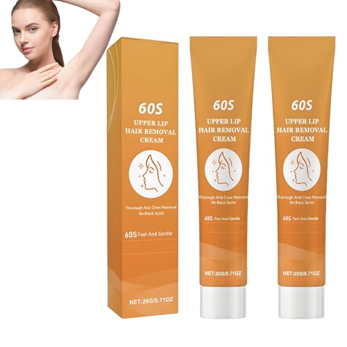 Gesichtshaarentfernungscreme, Oberlippenhaarentfernung,viele Effekte,schmerzlos und reizend,beruhigend und feuchtigkeitsspendend, glatte Haut, Gesichtshaarentfernungscreme für Frauen und Männer (2pcs) von homomdy