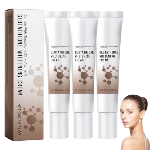 Glutathion-Bleaching-Creme, Glutathion-Anti-Aging-Gesichtscreme für Frauen und Männer, Entferner dunkler Flecken für das Gesicht, Hautaufhellung und feuchtigkeitsspendendes Toning (3pcs) von homomdy