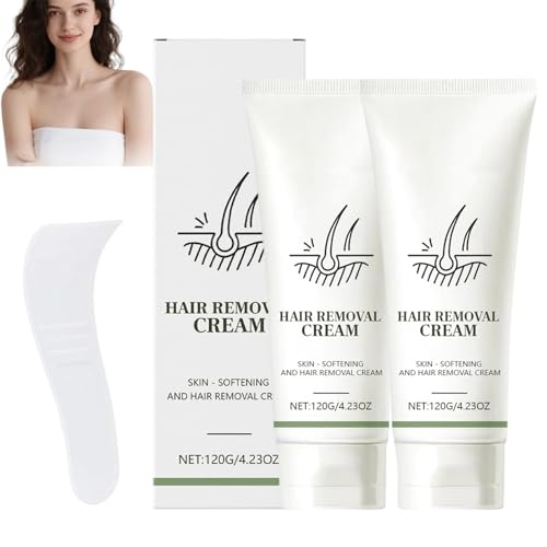 Haarentfernungscreme, sanfte und schmerzlose Körper- und Gesichtshaarentfernung für Frauen und Männer, feuchtigkeitsspendend und beruhigend, effektive schnelle Enthaarung, nicht fettend (2pcs) von homomdy