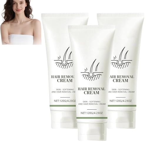 Haarentfernungscreme, sanfte und schmerzlose Körper- und Gesichtshaarentfernung für Frauen und Männer, feuchtigkeitsspendend und beruhigend, effektive schnelle Enthaarung, nicht fettend (3pcs) von homomdy