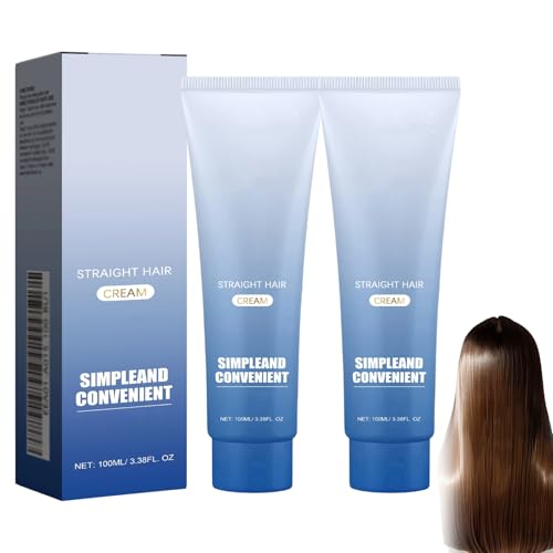 Haarglättungscreme für Männer und Frauen, pflegende, schnell glättende Haarglättungscreme für Locken und Trocknen, Glätten und Pflegen, 2-in-1-Effekt (2pcs) von homomdy