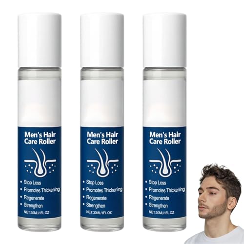 Haarpflege-Roller-Serum für Männer, Haarnährendes Serum zum Aufrollen, stärkend, beruhigend, feuchtigkeitsspendend, natürliche Formel für dickeres, kräftigeres Haar, leicht und nicht fettend (3pcs) von homomdy