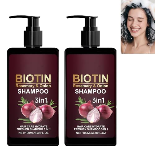 Haarwuchs-Shampoo mit Zwiebeln und Rosmarin, nährendes Shampoo für dünner werdendes Haar bei Männern und Frauen, gegen Haarausfall, reinigt und spendet Feuchtigkeit, verbessert krauses Haar (2pcs) von homomdy