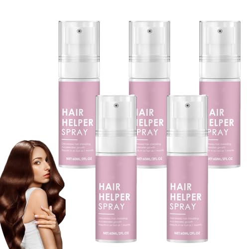 Hair Helper Spray, 60 ml natürliches Hair Helper Wachstumsserum-Spray, Behandlung für dickeres Haar, Reparatur von dünner werdendem Haar, natürliche Pflege, feuchtigkeitsspendend und pflegend (5pcs) von homomdy