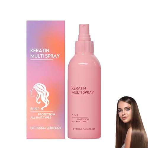 Keratin-Haarspray, 5-in-1-Feuchtigkeitsspendendes Leave-In-Conditioner-Spray, nährt und repariert trockenes, strapaziertes Haar, wirkt krausem Haar entgegen, entwirrt und glättet das Haar (1pcs) von homomdy