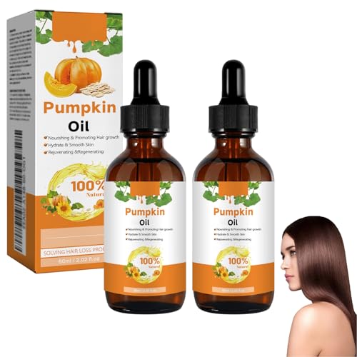 Kürbisöl für Haarwachstum, Kürbisöl für trockenes, strapaziertes Haar, Verbesserung des Haarausfalls und Pflege der Kopfhaut für Männer und Frauen, Wachstum von Augenbrauen und Wimpern (2pcs) von homomdy