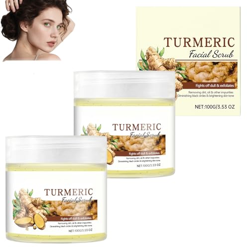 Kurkuma-Gesichtspeeling, natürliches Gesichtspeeling, Körperpeeling, Gesichtspeelingcreme für Frauen und Männer, aufhellend, feuchtigkeitsspendend, reparierend und nährend (2pcs) von homomdy