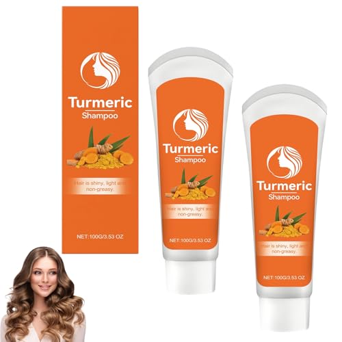 Kurkuma-Shampoo, verdickendes Volumenshampoo, macht das Haar glänzend und geschmeidig für Frauen und Männer, gegen Haarausfall und Frizz, repariert und stärkt das Haar (2pcs) von homomdy