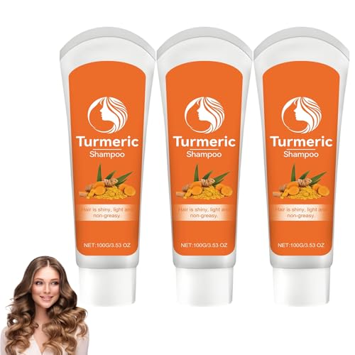 Kurkuma-Shampoo, verdickendes Volumenshampoo, macht das Haar glänzend und geschmeidig für Frauen und Männer, gegen Haarausfall und Frizz, repariert und stärkt das Haar (3pcs) von homomdy
