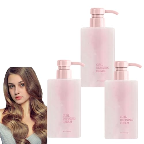 Locken-Definitionscreme, Lockencreme für lockiges Haar, Anti-Frizz, natürliches Frizz-Kontroll-Modelliergel, Anti-Frizz-Styling-Creme-Definierer für Männer, Frauen, feuchtigkeitsspendend (3pcs) von homomdy