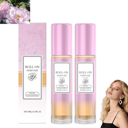 Parfüm für Damen, Roller-On-Parfüm, lang anhaltender, erfrischender Duft mit blumigen und fruchtigen Noten, praktisch zum Mitnehmen, bezauberndes Damen-Duftöl, sanfte Düfte (2pcs peony) von homomdy