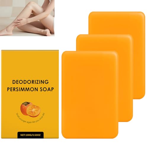 Persimmon Seifenstange, natürlicher Deodorant -Seifenstange zur Entfernung des Körpergeruchs, Reinigen und Deodorieren für Männer und Frauen, eliminiert alte Menschen riechen, tief Reinigung (3pcs) von homomdy