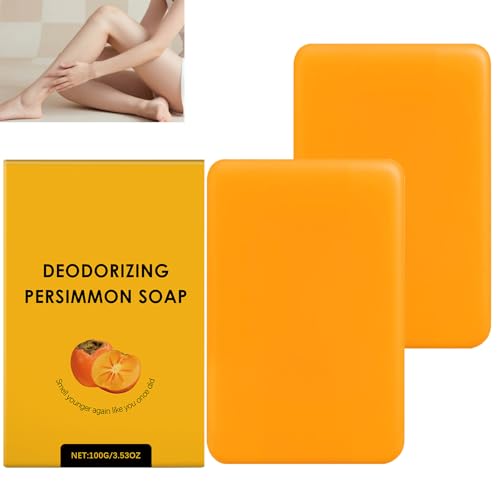 Persimmon Seifenstange, natürlicher Deodorant -Seifenstange zur Entfernung des Körpergeruchs, Reinigen und Deodorieren für Männer und Frauen, eliminiert alte Menschen riechen, tief Reinigung (2pcs) von homomdy
