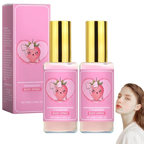 Pink Tear Body Mist, erfrischendes Erdbeer-Body-Milk-Mist-Spray, Erdbeer-Parfüm für Frauen, lang anhaltender Duft, feuchtigkeitsspendend, leicht, erfrischender Duft, für viele Gelegenheiten (2pcs) von homomdy