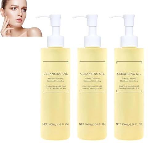 Reinigungsöl für das Gesicht, porenkontrollierendes Reinigungsöl, sanfte Make-up-Entfernung, Mitesserentfernung, feuchtigkeitsspendend und erfrischend für die tägliche Make-up-Entfernung (3pcs) von homomdy