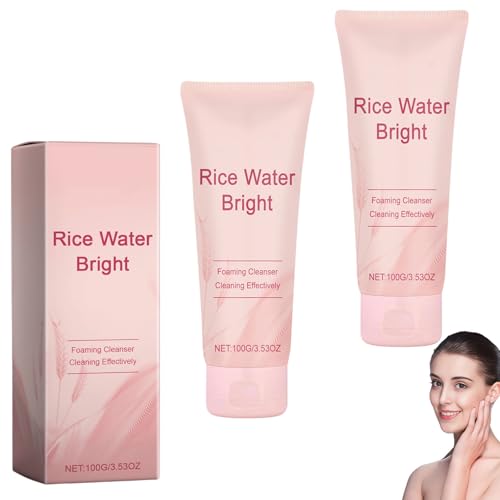 Reis-Gesichtsreiniger, sanftes, feuchtigkeitsspendendes, schäumendes Reis-Gesichtswaschmittel, feuchtigkeitsspendend und aufhellend, tiefenreinigendes Peeling, Make-up-Entferner (2pcs) von homomdy