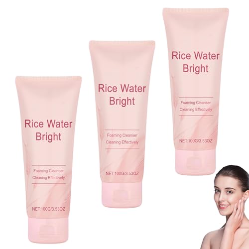 Reis-Gesichtsreiniger, sanftes, feuchtigkeitsspendendes, schäumendes Reis-Gesichtswaschmittel, feuchtigkeitsspendend und aufhellend, tiefenreinigendes Peeling, Make-up-Entferner (3pcs) von homomdy
