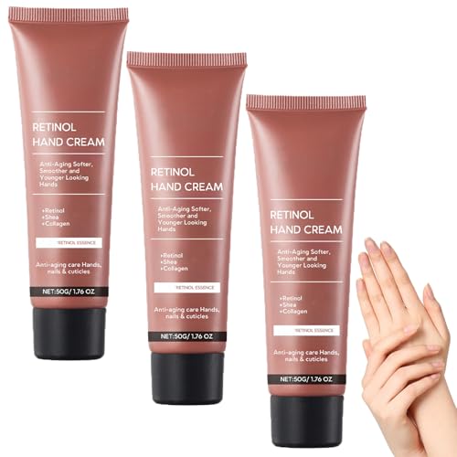 Retinol Anti-Aging-Handcreme, Retinol-Feuchtigkeitscreme mit Shea und Kollagen, repariert trockene, rissige Hände, pflegt und schützt Haut, Nägel und Nagelhaut, verbessert die Elastizität (3pcs) von homomdy