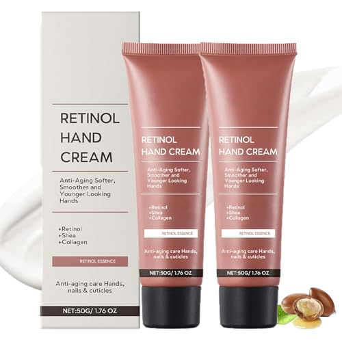 Retinol-Handcreme, Retinol-Feuchtigkeitscreme, straffende Anti-Aging-Creme, für trockene, rissige Hände, beruhigend und pflegend, reduziert feine Linien, pflegt Haut, Nägel und Nagelhaut (2pcs) von homomdy