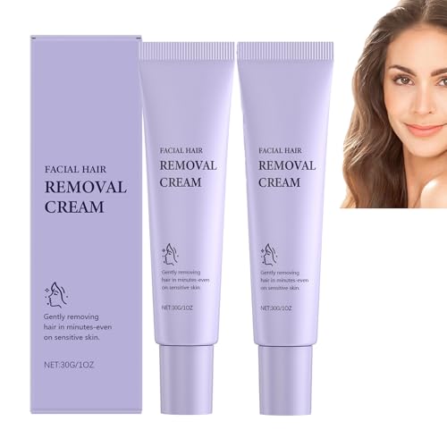 Sanfte und schmerzlose Gesichtshaarentfernungscreme, schmerzlose Ganzkörper-Haarentfernungscreme für Männer und Frauen, lang anhaltende Ergebnisse, sanft und beruhigend, nicht reizend (2pcs) von homomdy