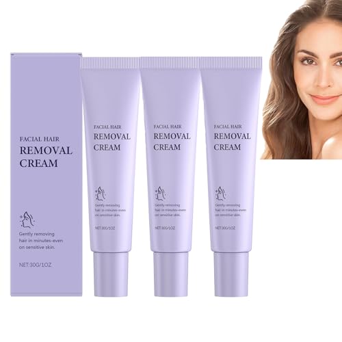 Sanfte und schmerzlose Gesichtshaarentfernungscreme, schmerzlose Ganzkörper-Haarentfernungscreme für Männer und Frauen, lang anhaltende Ergebnisse, sanft und beruhigend, nicht reizend (3pcs) von homomdy