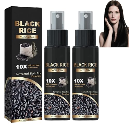 Schwarzes Reiswasser für Haarwachstumsspray, Reiswasser-Leave-in-Spray für trockenes, geschädigtes Haar, reduziert Haarausfall, fördert dickeres, stärkeres und weicheres Haar (2pcs) von homomdy