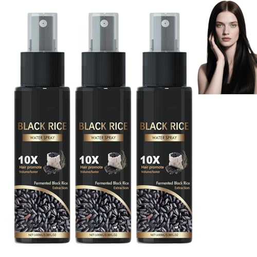 Schwarzes Reiswasser für Haarwachstumsspray, Reiswasser-Leave-in-Spray für trockenes, geschädigtes Haar, reduziert Haarausfall, fördert dickeres, stärkeres und weicheres Haar (3pcs) von homomdy