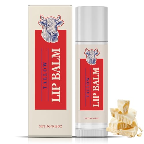 Talg-Lippenbalsam, langanhaltende Pflege, feuchtigkeitsspendende Pflege für trockene, rissige Lippen, Lippenreparatur, Linderung feiner Linien, natürlich, sanfter und beruhigend,Frauen & Männer (1pcs) von homomdy