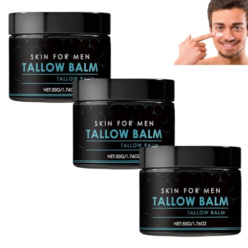 Talgbalsam gegen Falten, natürliche Talg-Feuchtigkeitscreme, Anti-Falten- und Feuchtigkeitscreme für Männer bei Tag und Nacht, spendet tiefe Feuchtigkeit und repariert geschädigte Barrierehaut (3pcs) von homomdy