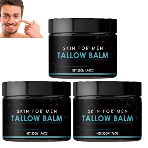 Talgbalsam gegen Falten für Männer,Rindertalgbalsam zur Reparatur geschädigter trockener Haut, Feuchtigkeitscreme für Tag und Nacht, spendet Feuchtigkeit und pflegt trockene Haut, nicht fettend (3pcs) von homomdy