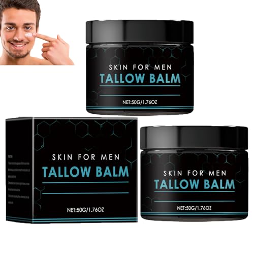 Talgbalsam gegen Falten für Männer,Rindertalgbalsam zur Reparatur geschädigter trockener Haut, Feuchtigkeitscreme für Tag und Nacht, spendet Feuchtigkeit und pflegt trockene Haut, nicht fettend (2pcs) von homomdy