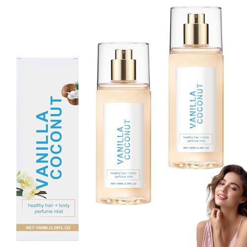 Vanille-Kokos-Körperspray für Frauen, Kokos-Haarduftspray, Vanille-Deodorant, lang anhaltender Duft, feuchtigkeitsspendend und erfrischend, Reisegröße (2pcs) von homomdy