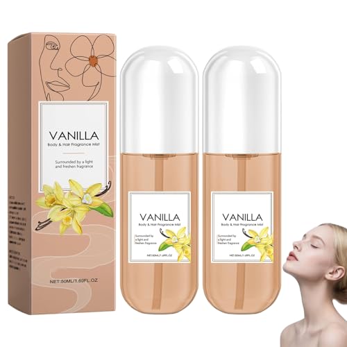 Vanille-Parfüm, Vanille-Parfümspray für Haare und Körper, lang anhaltender Duft, Deodorant-Spray für Damen, feuchtigkeitsspendend und erfrischend, tragbarer Mehrzweck-Nebelduft, Reisegröße (2pcs) von homomdy